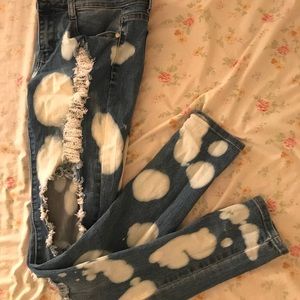 Bleached ripped jeans